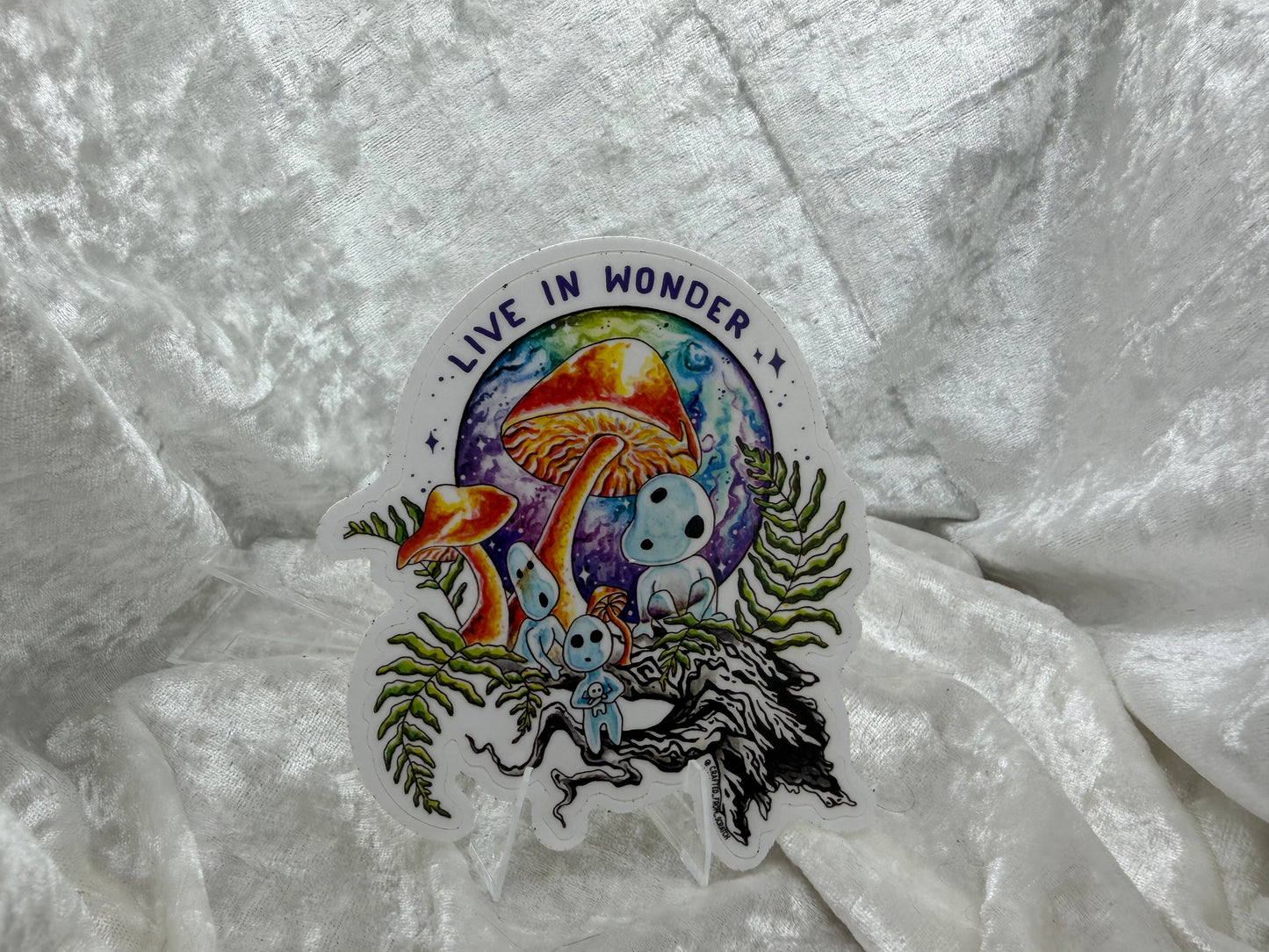 Forest Spirit 4" Watercolor Vinyl Sticker | Kodama-Inspired Fan Art