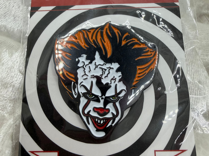 Pennywise-Inspired Clown Boy Enamel Lapel Pin, 1.25-Inch Black-Plated Horror Pin by Yesterday’s Pin