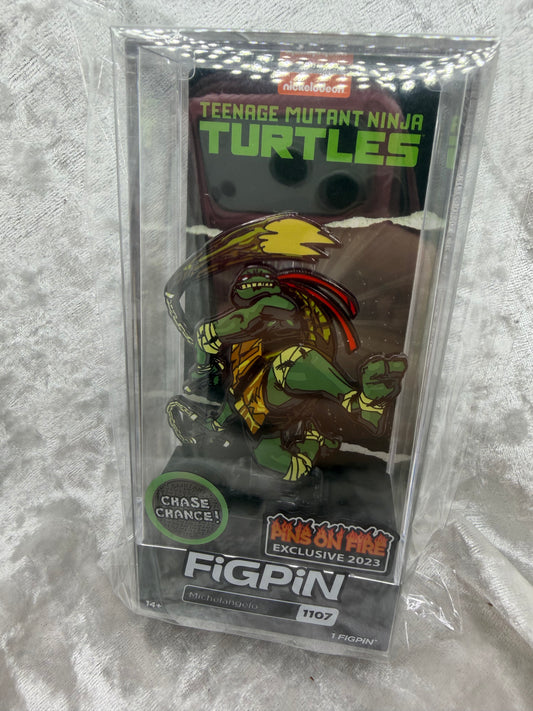 FiGPiN TMNT Teenage Mutant Ninja Turtles Michelangelo #1109 - Pins On Fire Exclusive Unlocked