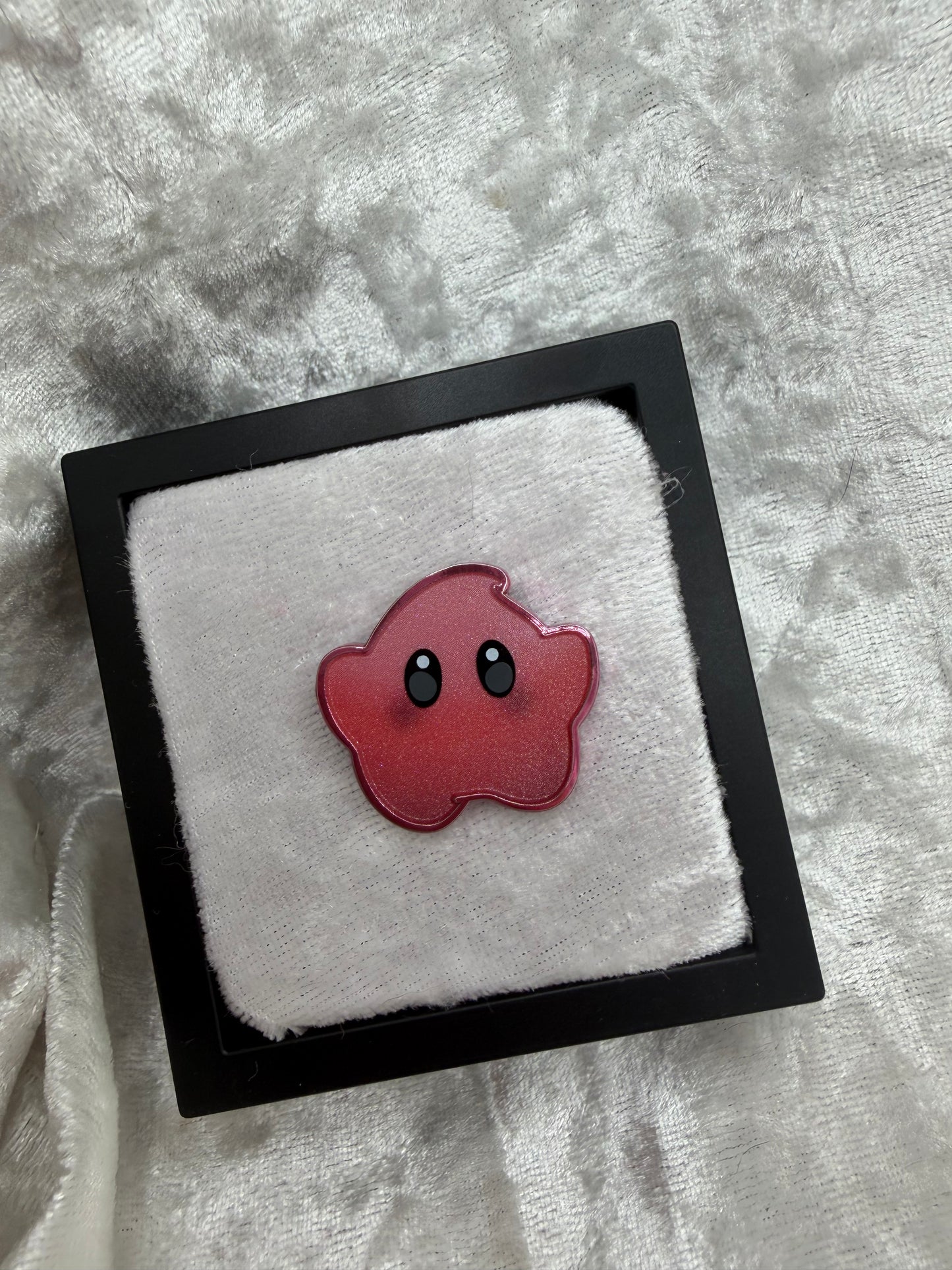 Star Companion Red/Pink 1.1" Fan Made Hard Enamel Pin | PenguChan Studios Glitter Epoxy