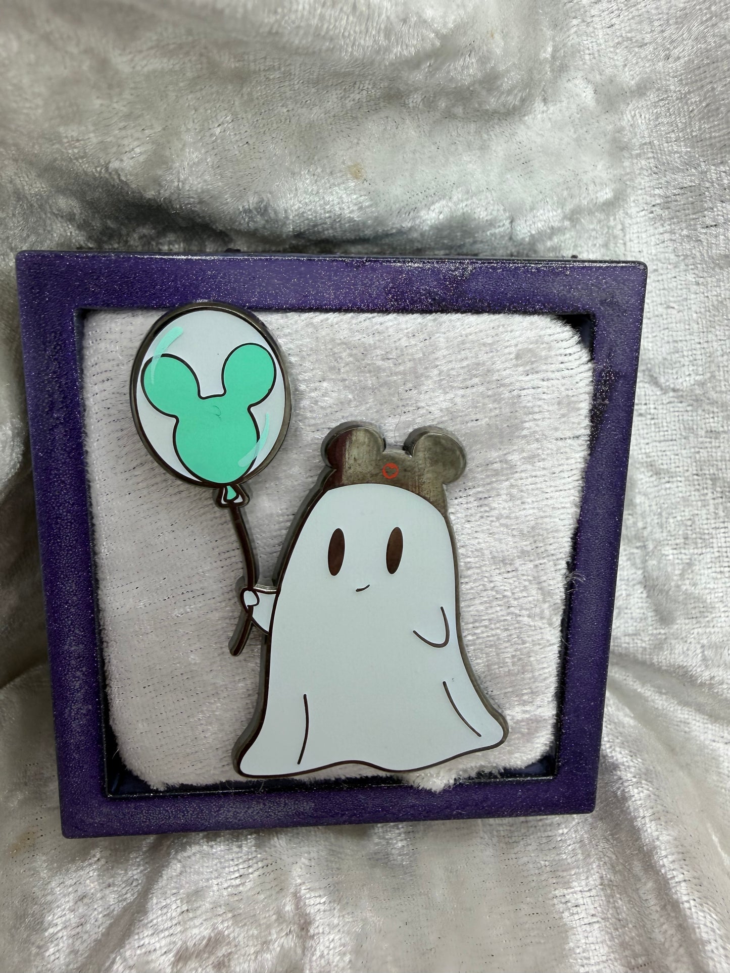 Balloon Ghost Parks Edition Teal 1.75" Glow-in-the-Dark Hard Enamel Pin | Unicorn Crafts