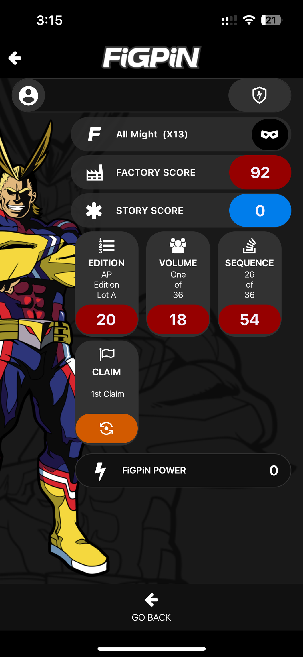 Figpin XL My Hero Academia #X13 Artist Proof Ap