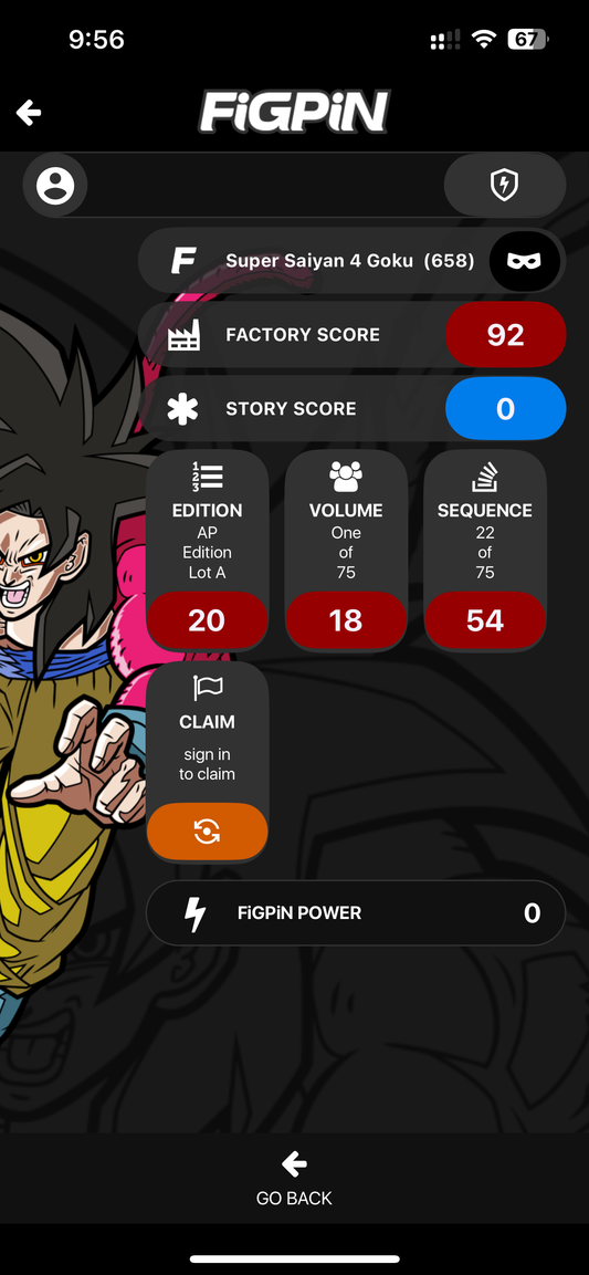 FiGPiN Super Saiyan 4 Goku #658 AP ARTIST PROOF Dragonball GT Metal Pin