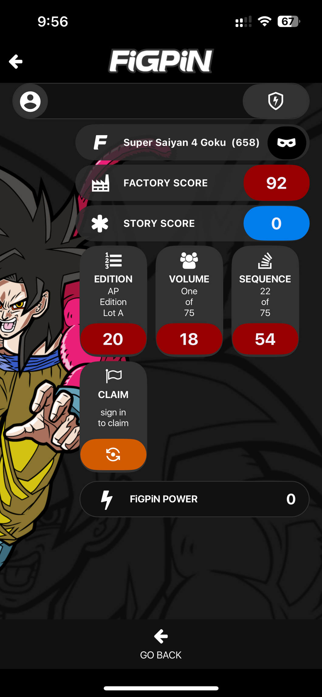 FiGPiN Super Saiyan 4 Goku #658 AP ARTIST PROOF Dragonball GT Metal Pin