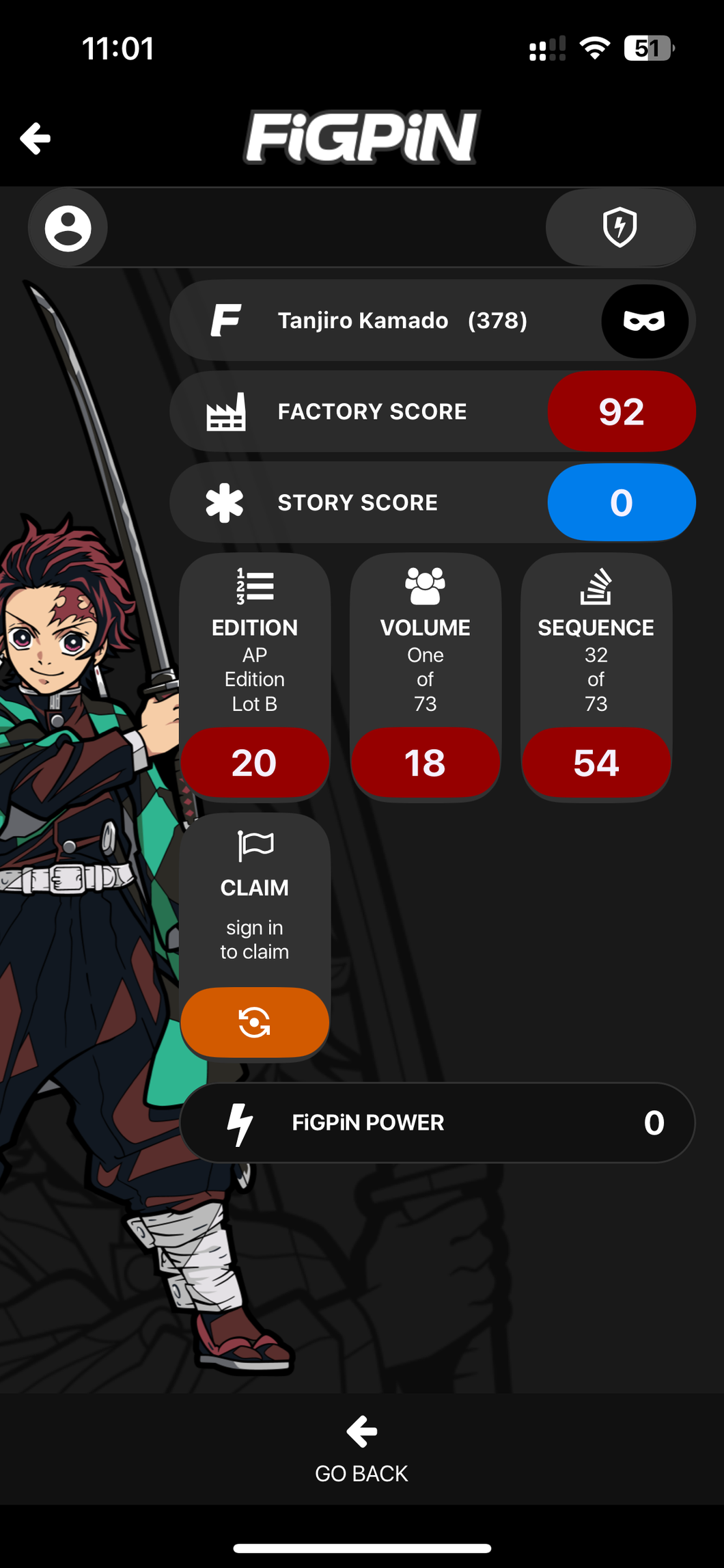 FiGPiN Demon Slayer Tanjiro Kamado #378 Ap Artist Proof