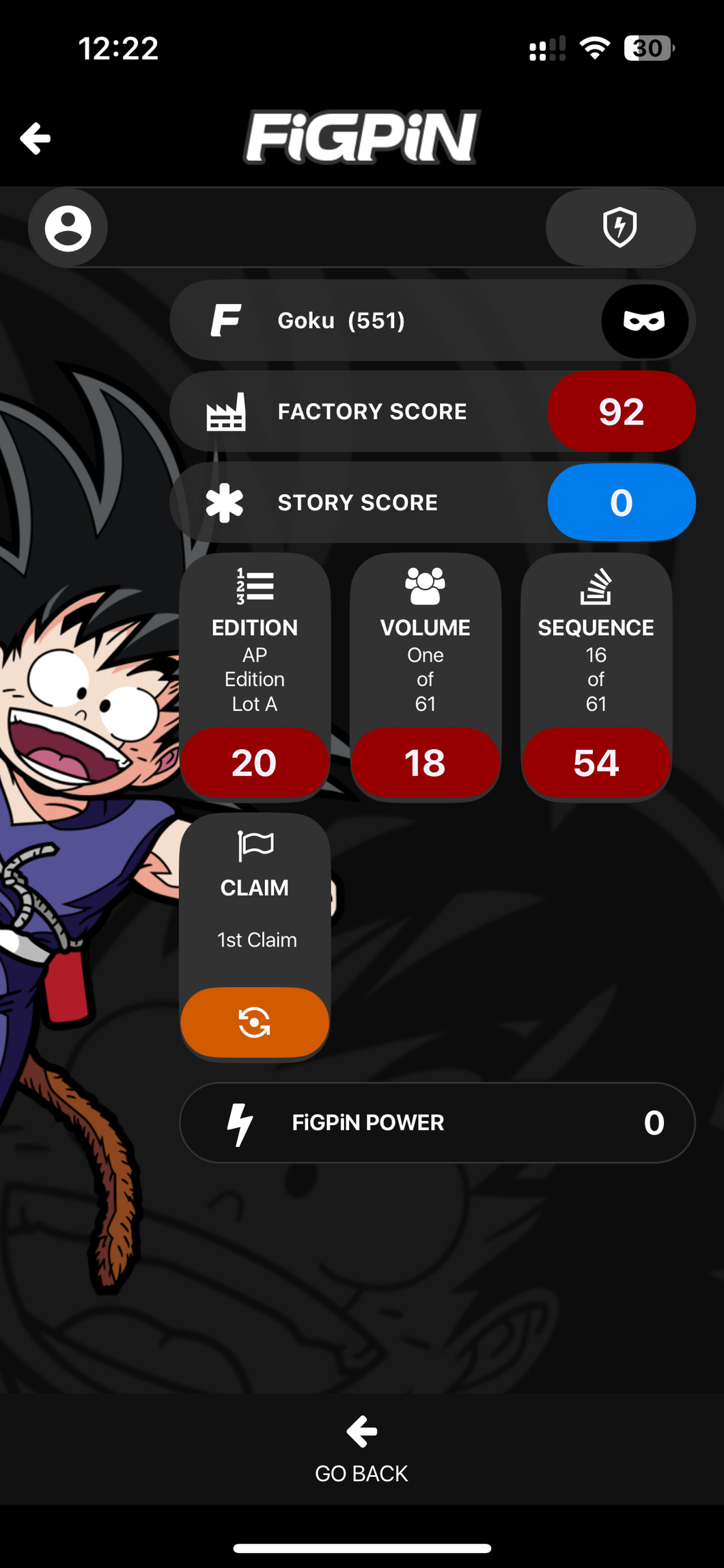 FiGPiN Goku #551 AP ARTIST PROOF Dragonball Metal Pin
