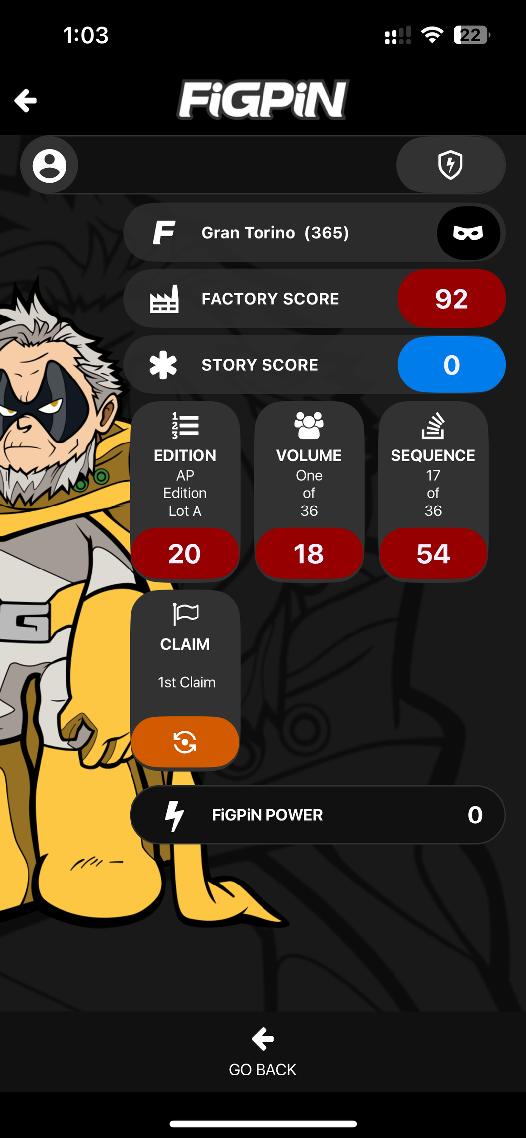 FiGPiN My Hero Academia Gran Torino #365 Ap Artist Proof