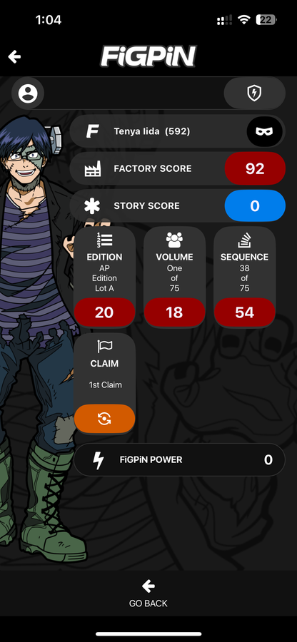 FiGPiN My Hero Academia Tenya Iida Halloween #592 Ap Artist Proof Exclusive