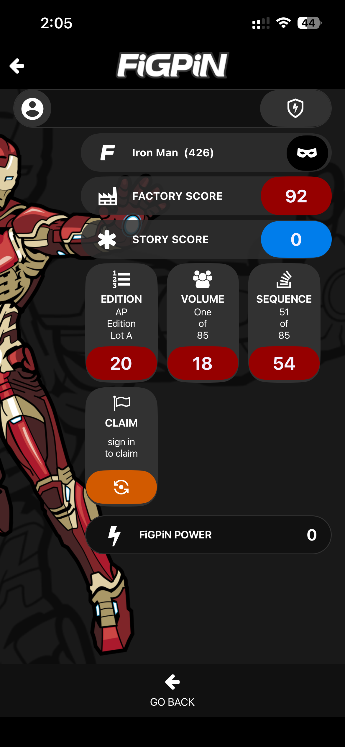 Disney Marvel Avengers Iron Man FiGPiN #426 Square Enix AP Artist Proof