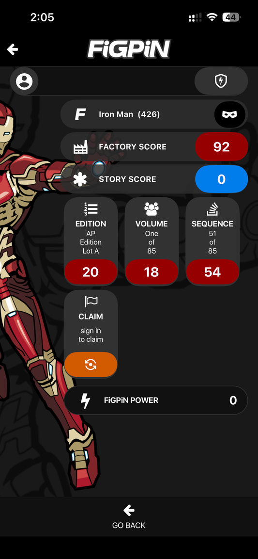 Disney Marvel Avengers Iron Man FiGPiN #426 Square Enix AP Artist Proof