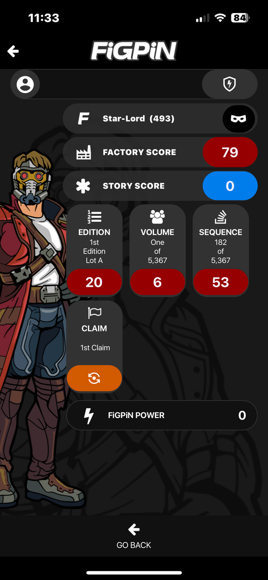 FiGPiN #493 Star-Lord (Marvel Contest of Champions) Locked