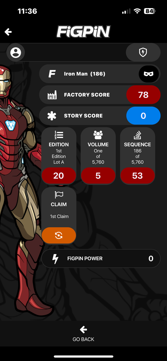 Disney Marvel Avengers End Game Iron Man FiGPiN #186 Locked Seq Match
