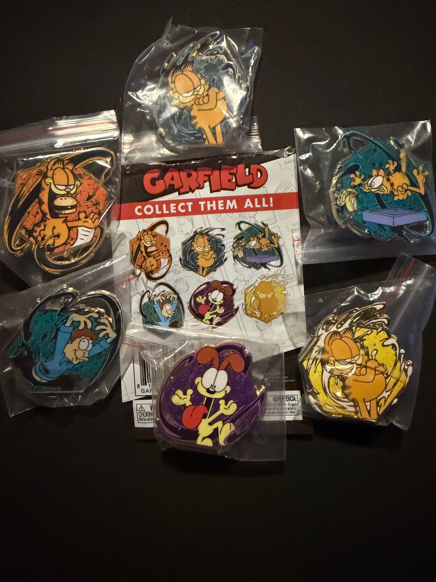Garfield Mini Painterly Blind Bag Pin Series  Complete Set Of 6 Pins Zen Monkey