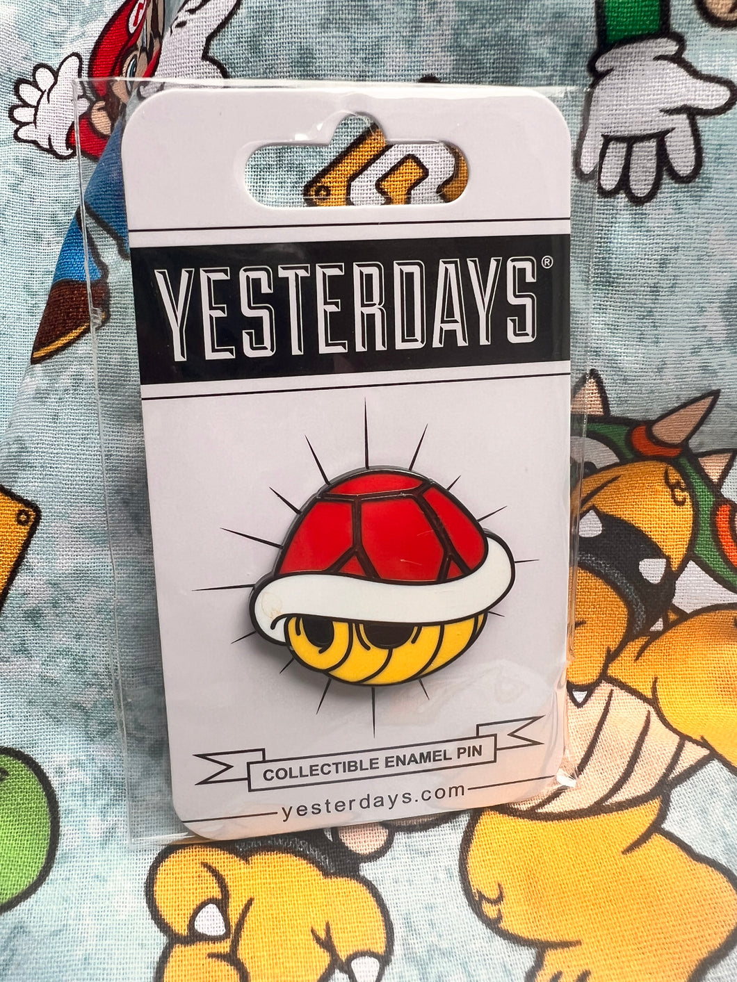 Yesterday's Red Turtle Shell Pin Nintendo Enamel Pin