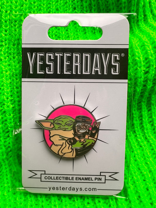 Yesterday's A Frikin' Hug Mandalorian Grogu Enamel Pin