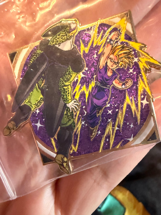 Dragon Ball Z Super Saiyan 2 Gohan Punching Cell Enamel Pin Official DBZ Badge