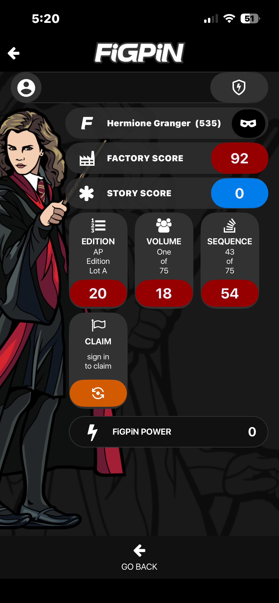 Ap Artist Proof FiGPiN Harry Potter Hermione Granger #535