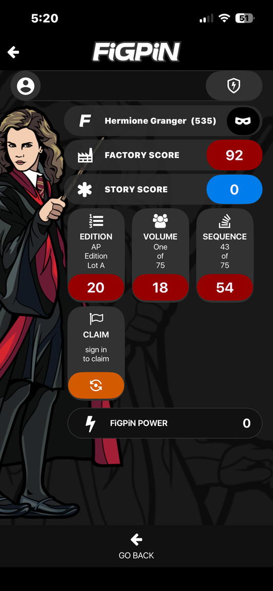 Ap Artist Proof FiGPiN Harry Potter Hermione Granger #535
