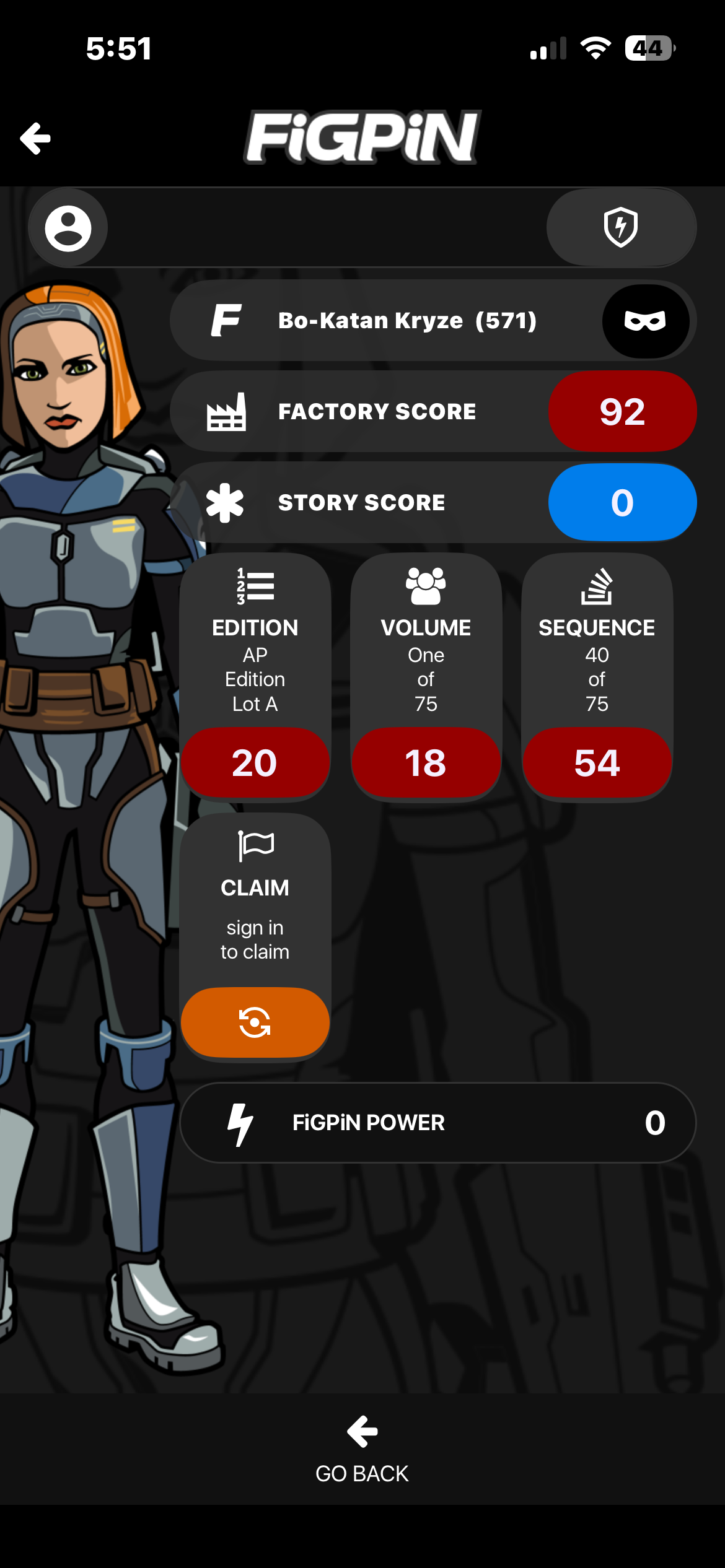 Ap Artist Proof Star Wars the Clone Wars FIGPIN Bo-Katan Kryze #571 Limited