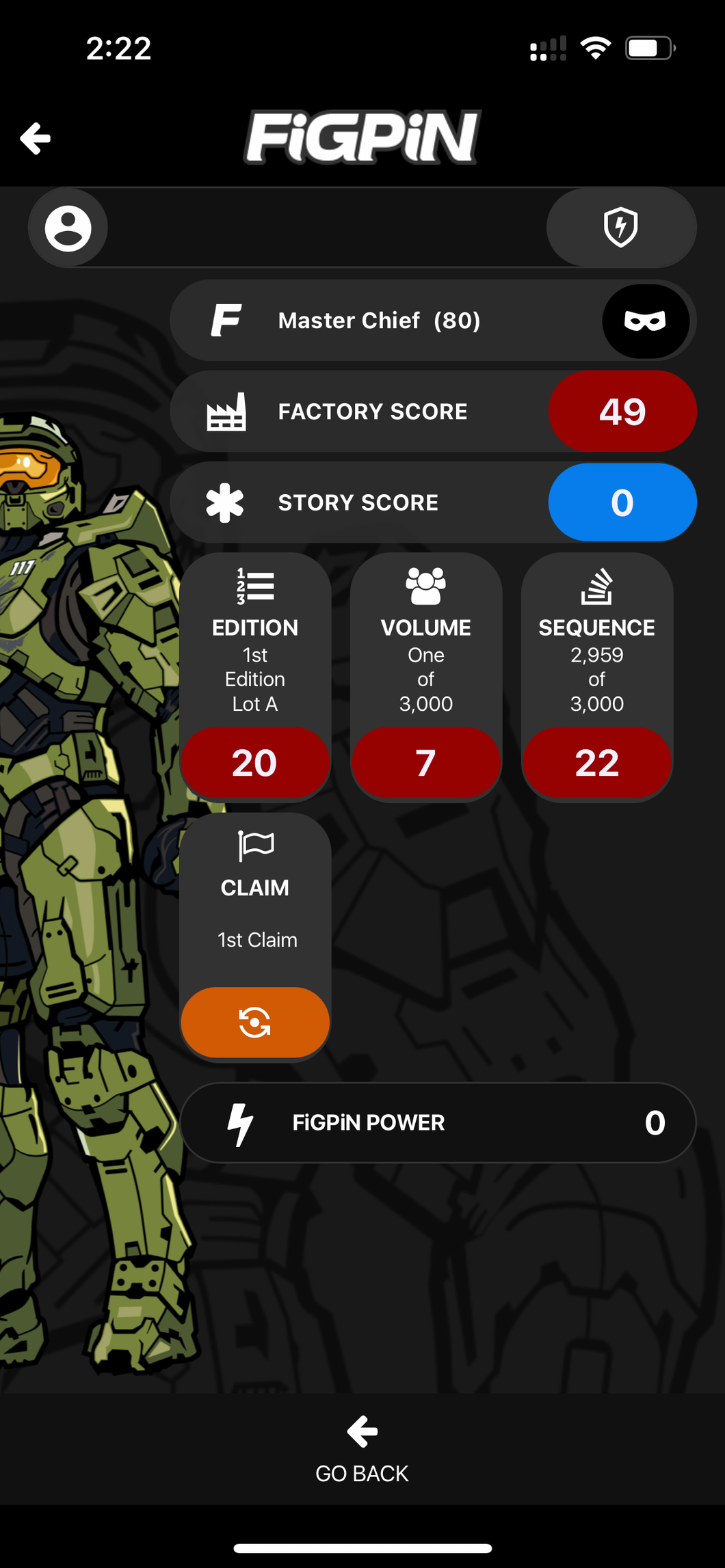 FiGPiN HALO Master Chief #80 Limited Edition LOCKED
