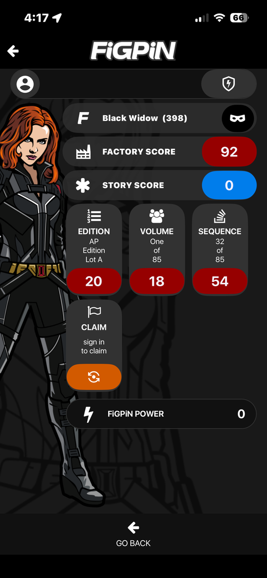 FiGPiN Disney Marvel #398 AP ARTIST PROOF Black Widow Metal Pin