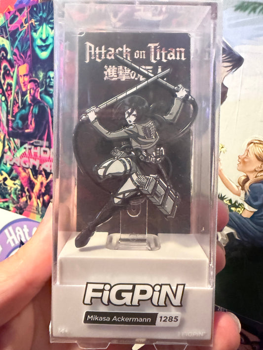 FiGPiN Mikasa Ackermann (1285): Attack on Titan Grayscale Limited Edition Pin