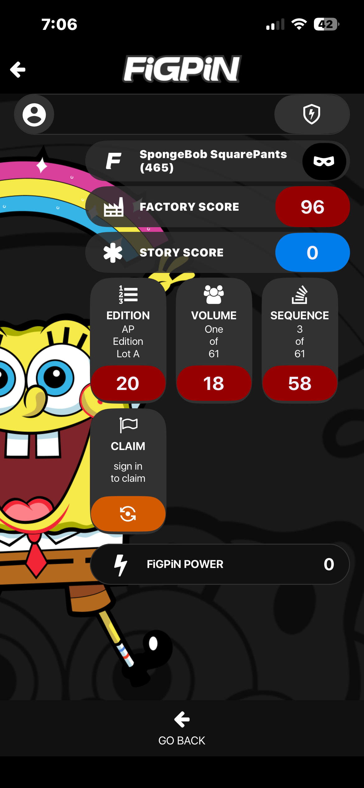 FiGPiN AP  SpongeBob SquarePants #465 SpongeBob Artist Proof