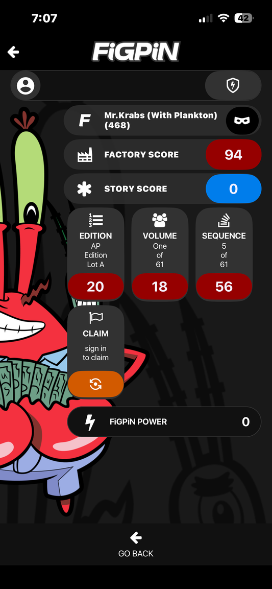FiGPiN AP Mr. Krabs With Plankton #468 SpongeBob Artist Proof