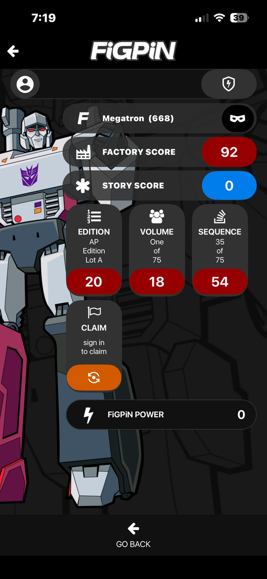 FiGPiN Artist Proof AP #668 Transformers Megatron