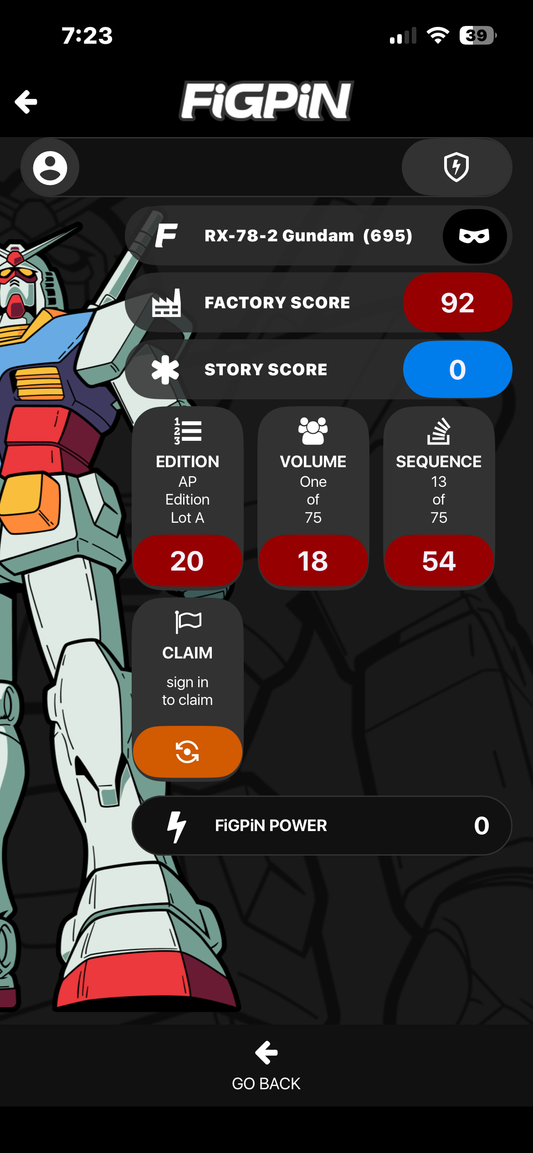 FiGPiN RX -78 -2 Gundam #695 AP ARTIST PROOF Gundam Metal Pin