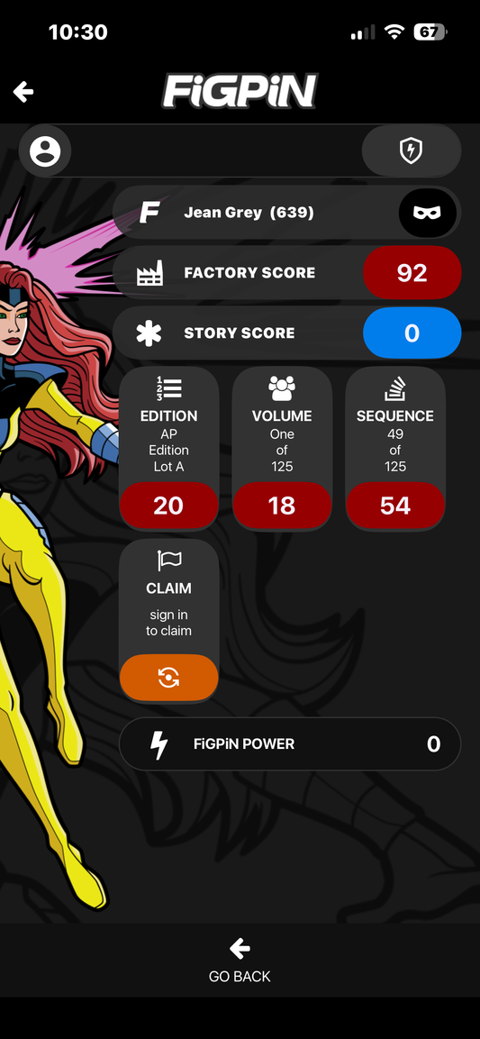 X-Men FiGPiN Jean Grey Pin  Ap Artist Proof #639