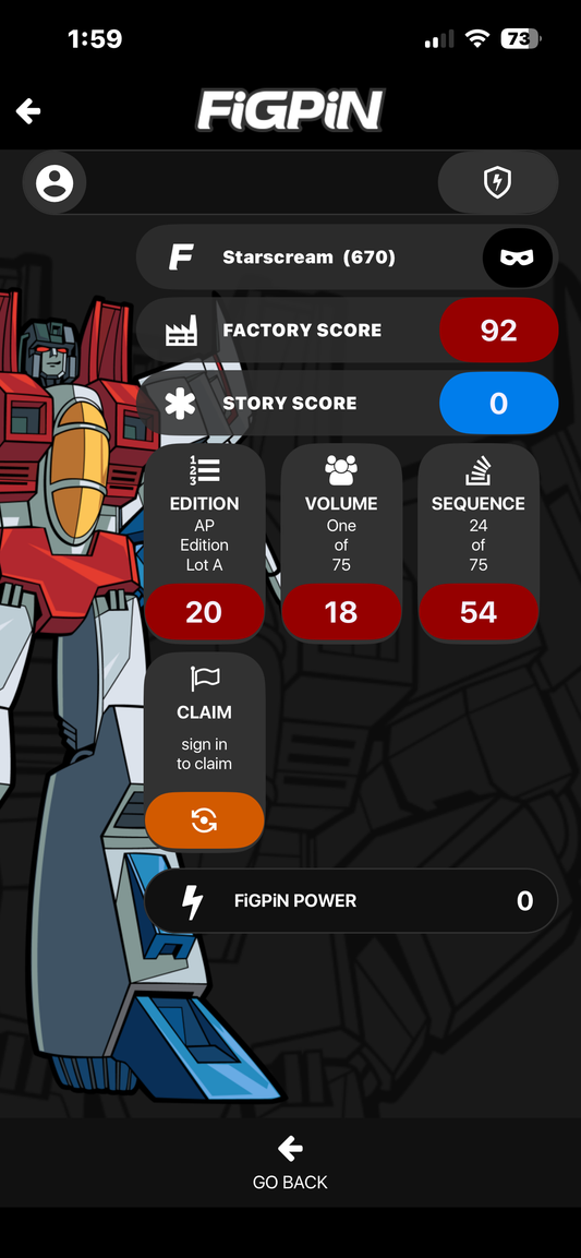 FiGPiN Artist Proof AP #670 Transformers Starscream