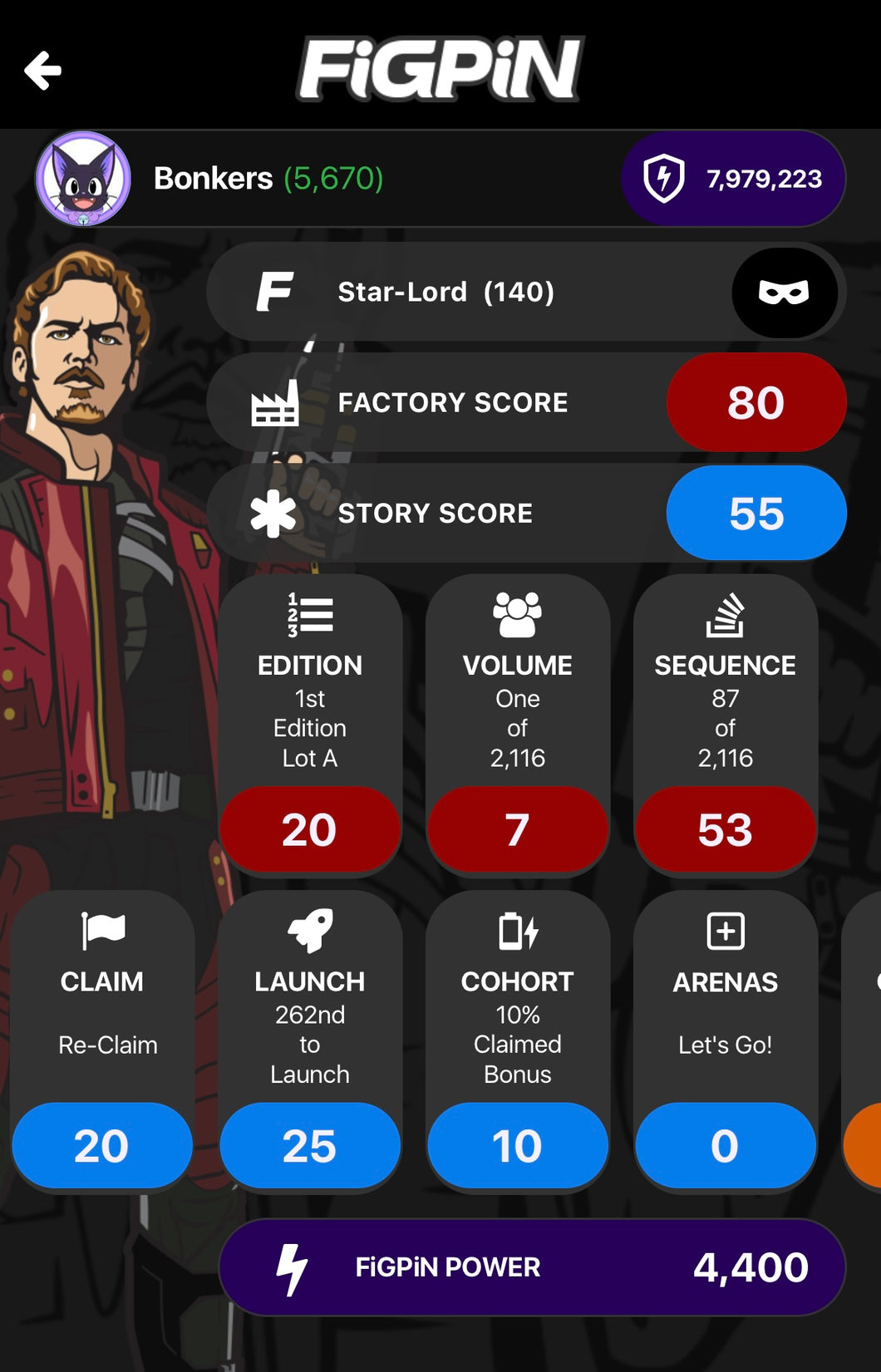 FiGPiN Marvel Avengers Infinity War: Star-Lord #140 Unlocked