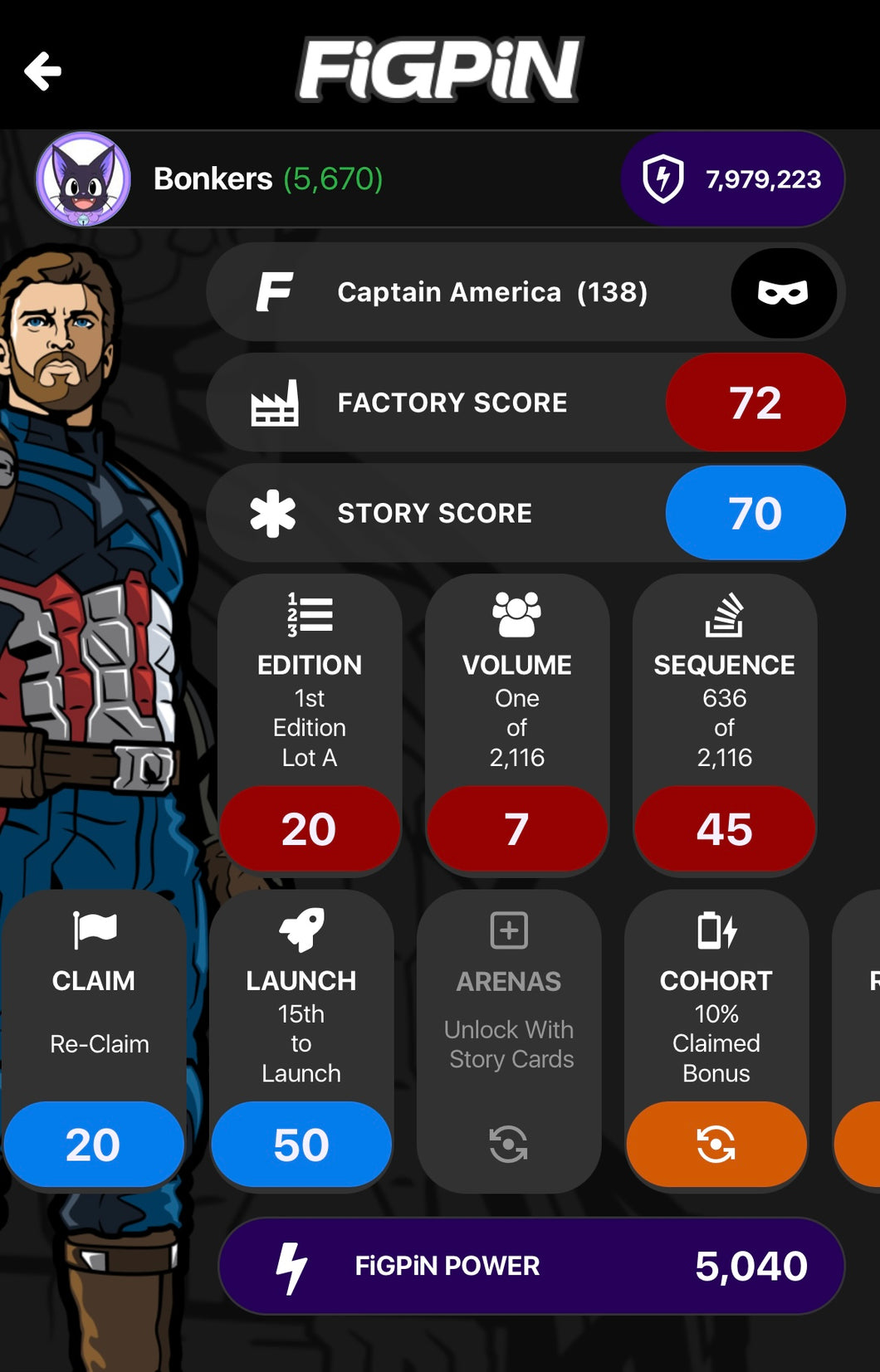 Avengers Infinity War FiGPiN Captain America #138 Soft UNLocked
