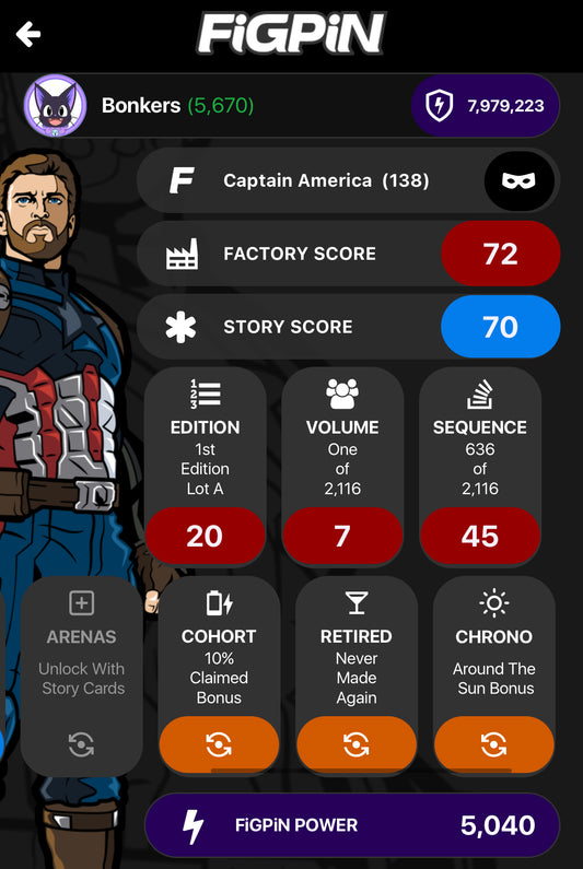 Avengers Infinity War FiGPiN Captain America #138 Soft UNLocked
