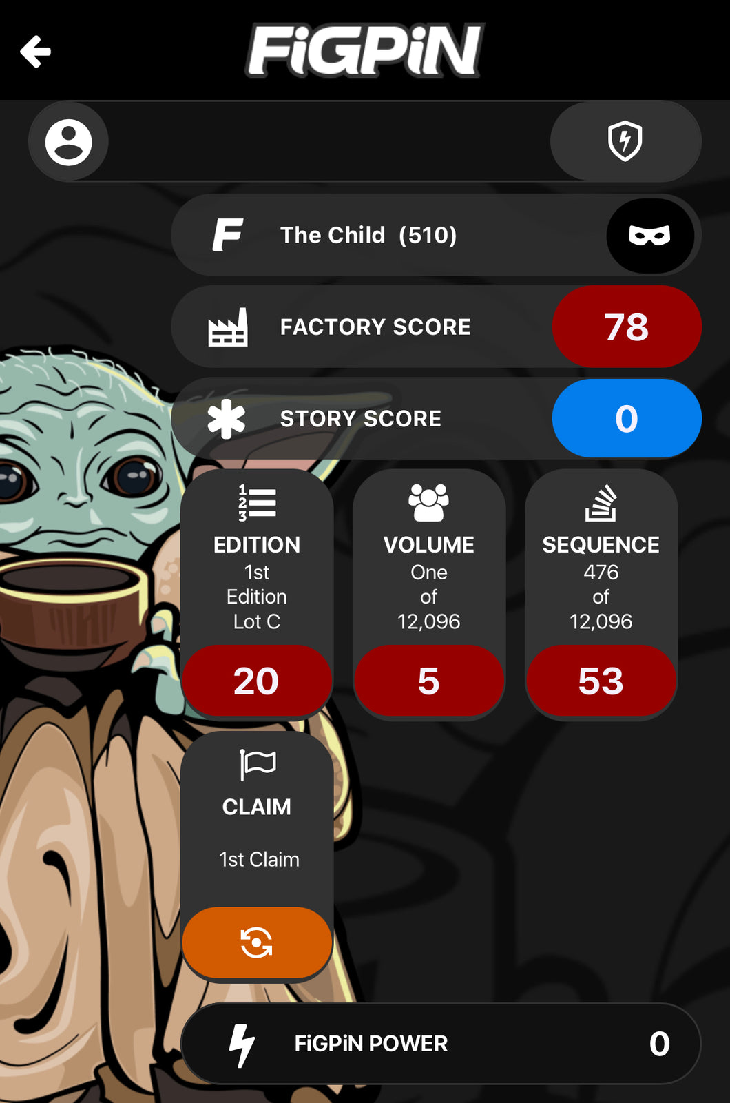 FiGPiN Mandalorian The Child #510 LOCKED