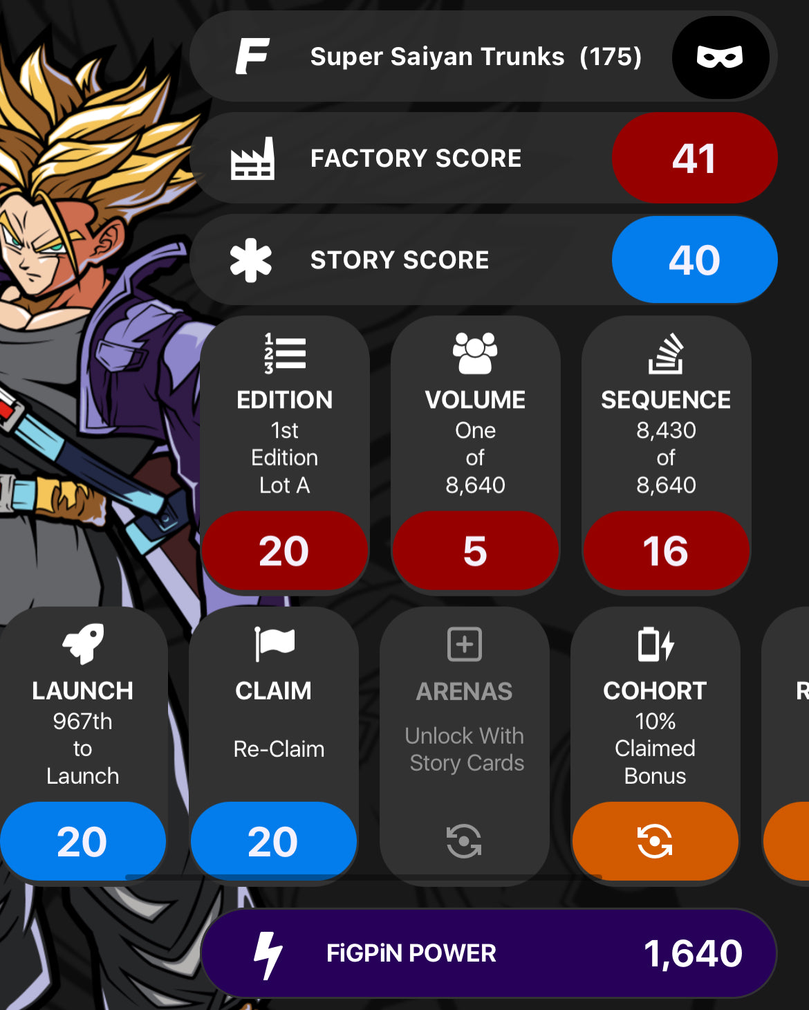 FiGPiN Super Saiyan Trunks #175 Dragon Ball UNLOCKED Soft Case