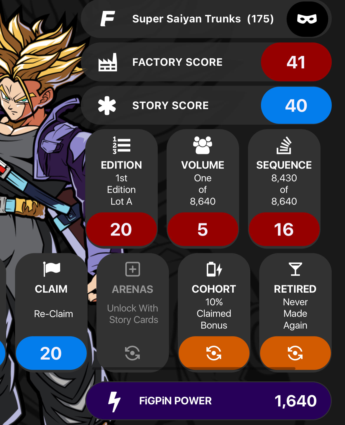 FiGPiN Super Saiyan Trunks #175 Dragon Ball UNLOCKED Soft Case