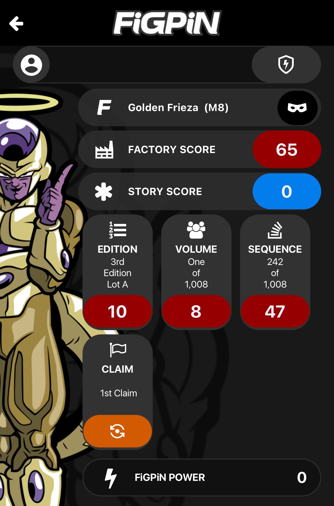 FiGPiN Mini Golden Frieza #M8 Locked