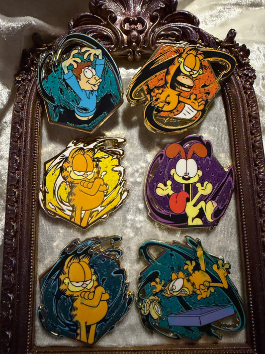 Garfield Mini Painterly Blind Bag Pin Series  Complete Set Of 6 Pins Zen Monkey