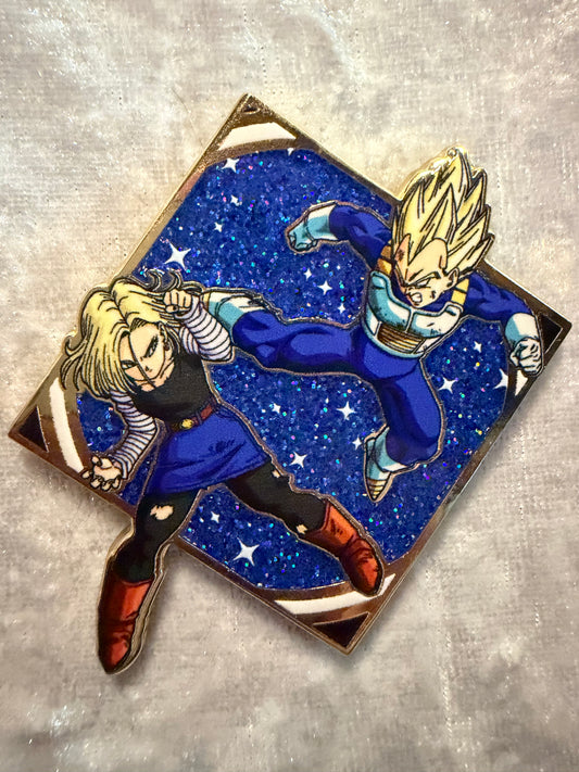 Dragon Ball Z Vegeta Vs Android 18 Enamel Pin DBZ Famous Moments Zen Monkey