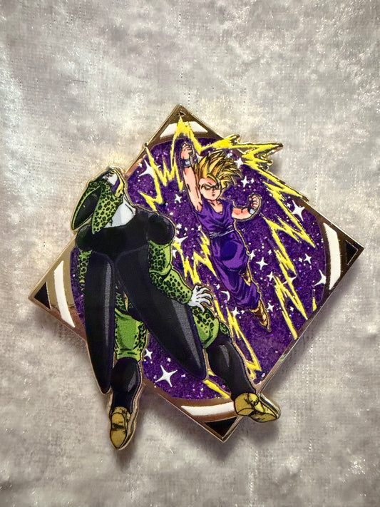 Dragon Ball Z Super Saiyan 2 Gohan Punching Cell Enamel Pin Official DBZ Badge