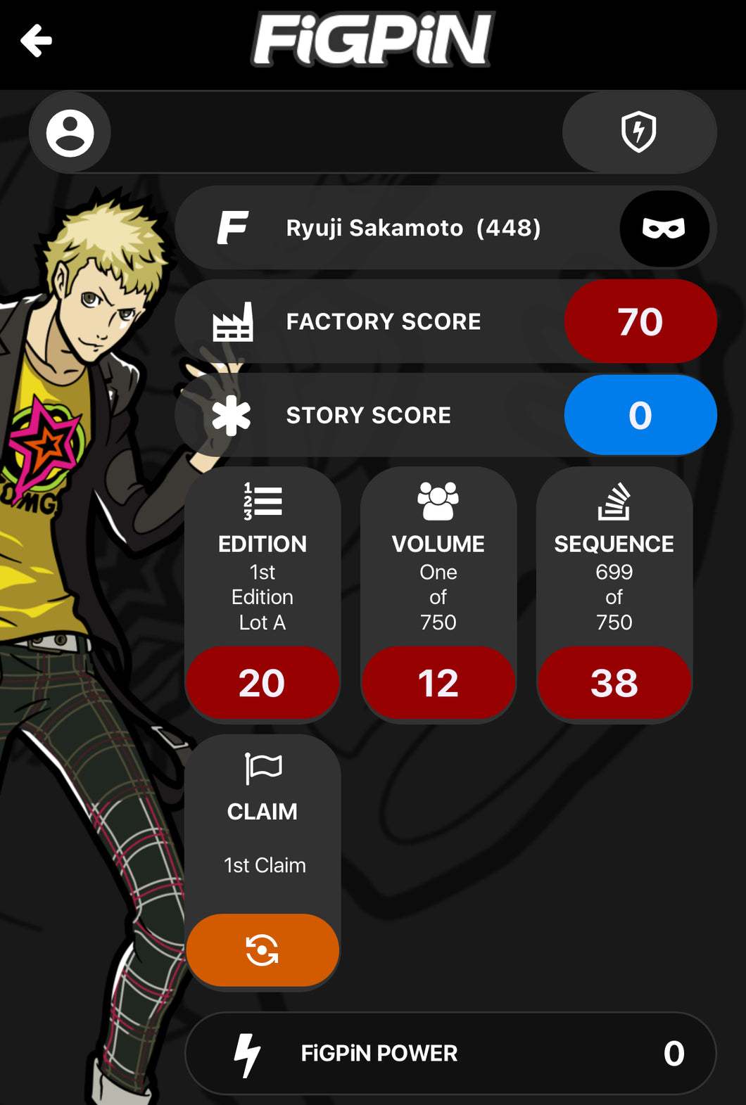 FiGPiN Persona 5 Ryuji Sakamoto #448 Enamel Locked