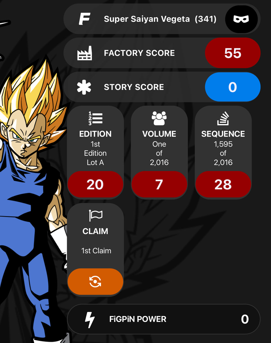 Dragon Ball Z Super Saiyan Vegeta #341 Locked