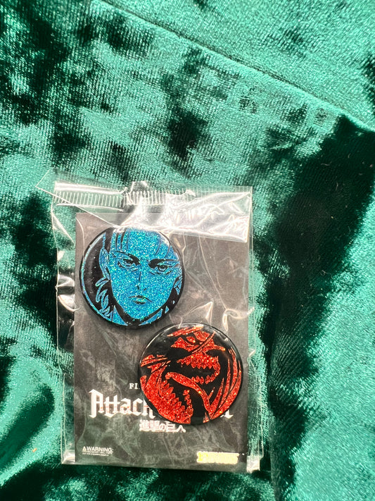Zen Monkey Studios Eren Jaeger and Attack Titan Attack on Titan Pin Set
