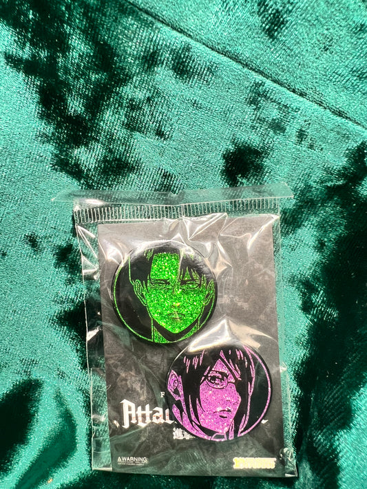 Zen Monkey Studios Captain Levi and Hange Zoe  Attack on Titan Pin Set