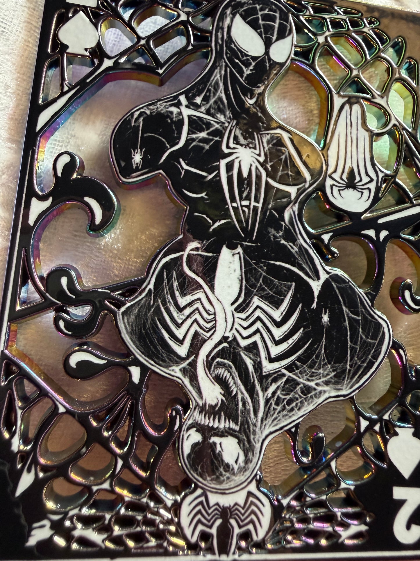 Spider-Man Venom Card Mashup LE 40 Fan-Made Enamel Pin by Bendiesticks