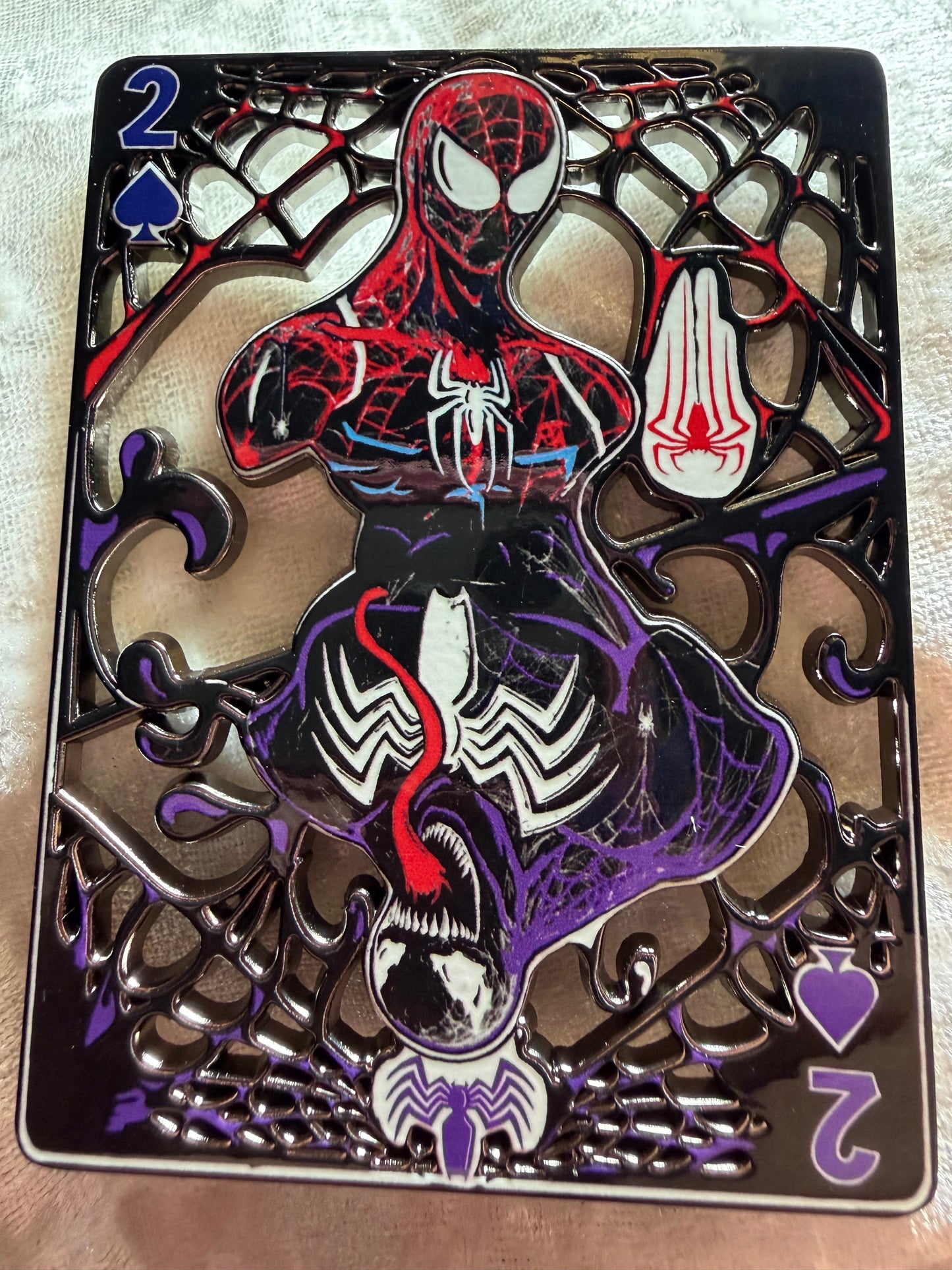 Spider-Man Venom Card Mashup (Colored Variant) - Bendiesticks Limited Edition 50 Fan-Made Enamel Pin