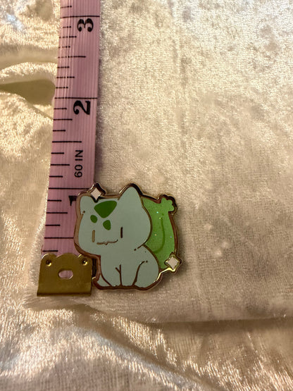 Bulbasaur Enamel Pin - Mini Mon Series | Gold Metal & Rainbow Glitter By Xhilyn | Fan Made