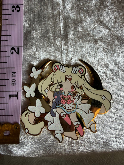 Super Sailor Moon V2 Enamel Pin | Feat. Luna & Glitter | Xhilyn - Fan Made